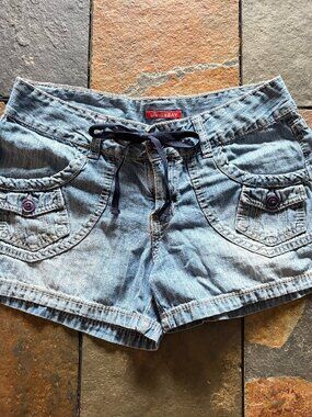 Vintage Unionbay Y2K Drawstring Denim Cargo Shorts – Style JB91331 size 5
